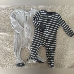 Cloud Island Gray and White Striped Footies
